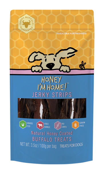 Honey I'm Home! Buffalo Jerky Strips Dog Treats, 3.5-oz bag