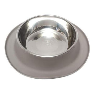 Messy Mutts Single Silicone Feeder with Stainless Bowl 1.5 Cup Grey - Paw Naturals