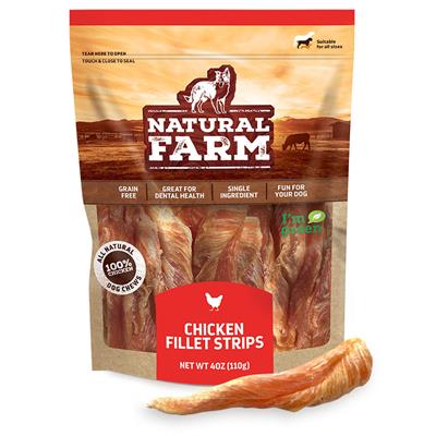 Natural Farm Chicken File Strips 4oz Dog Treats