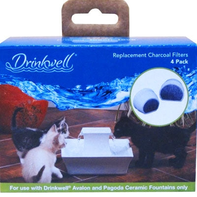 Drinkwell by PetSafe 4-Pack Charcoal Filter Replacements - Avalon & Pagoda - Paw Naturals