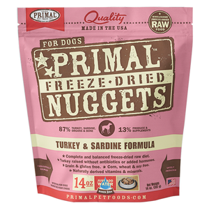 Primal Raw Freeze-Dried Dog Food Turkey Sardine 14oz - Paw Naturals