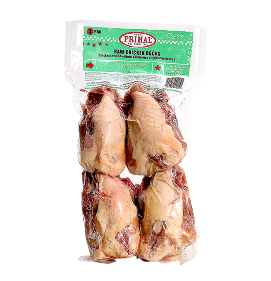 Primal Frozen Raw Meaty Bones Chicken Backs 2ct - Paw Naturals