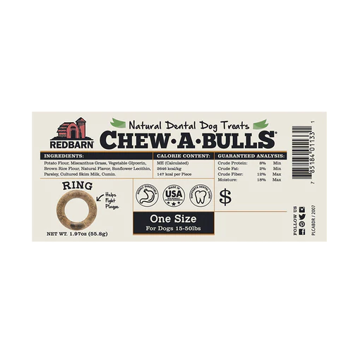 Redbarn Chew-A-Bulls Dental Ring Dog Treat - Paw Naturals