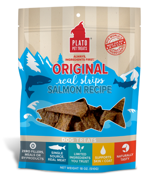 Plato Original Real Meat Strips Dog Treats 18oz / Salmon - Paw Naturals