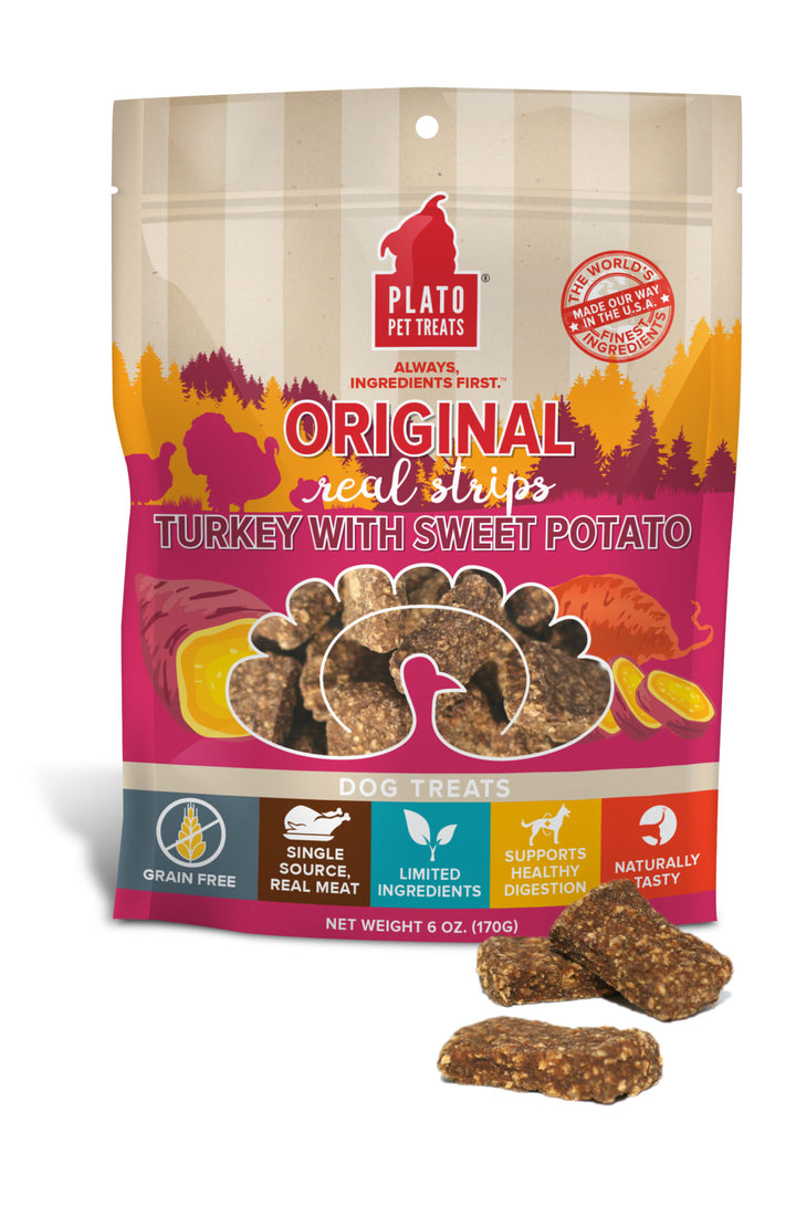 Plato Real Meat Dog Treats Turkey & Sweet Potato / 6oz - Paw Naturals