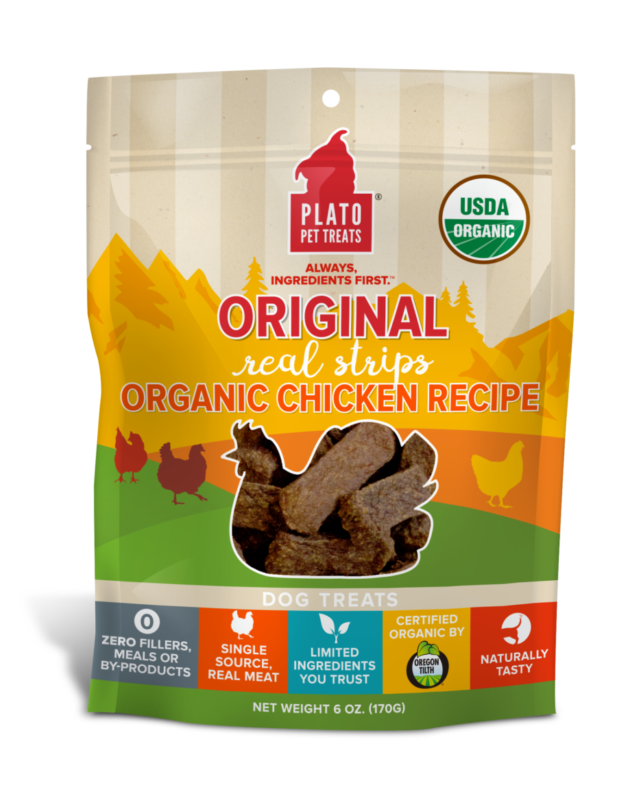 Plato Original Real Meat Strips Dog Treats 6oz / Chicken - Paw Naturals