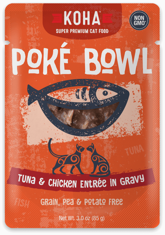 Koha Poke Bowl Entree in Gravy 2.8oz Cat Pouches Tuna & Chicken - Paw Naturals