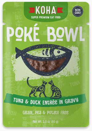 Koha Poke Bowl Entree in Gravy 2.8oz Cat Pouches Tuna & Duck - Paw Naturals