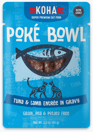 Koha Poke Bowl Entree in Gravy 2.8oz Cat Pouches Tuna & Lamb - Paw Naturals