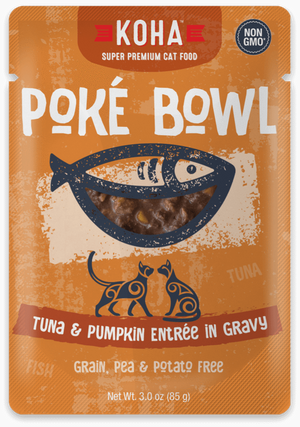 Koha Poke Bowl Entree in Gravy 2.8oz Cat Pouches Tuna & Pumpkin - Paw Naturals
