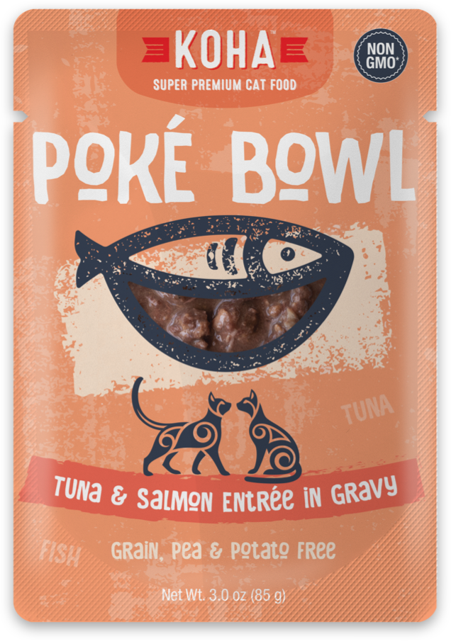 Koha Poke Bowl Entree in Gravy 2.8oz Cat Pouches Tuna & Salmon - Paw Naturals