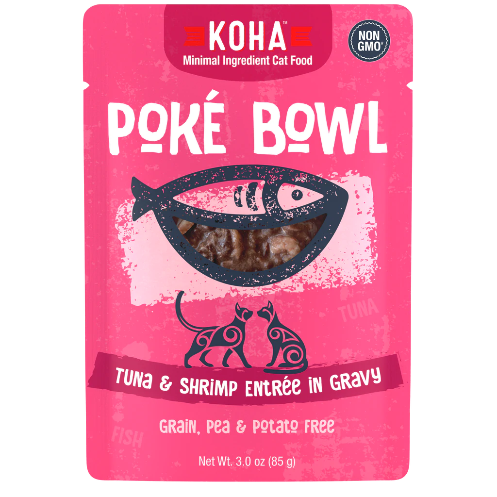 Koha Poke Bowl Entree in Gravy 2.8oz Cat Pouches Tuna & Shrimp - Paw Naturals