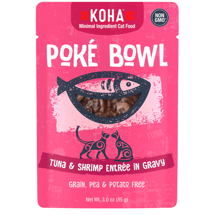 Koha Poke Bowl Entree in Gravy 2.8oz Cat Pouches Tuna & Shrimp - Paw Naturals