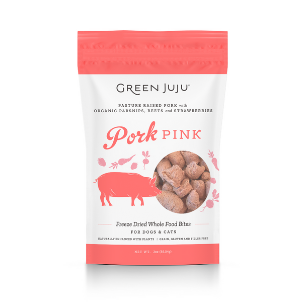 Green Juju Freeze-Dried Whole Food Bites Pork Pink for Dogs & Cats 3oz - Paw Naturals