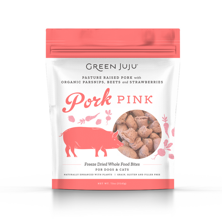 Green Juju Freeze-Dried Whole Food Bites Pork Pink for Dogs & Cats 7.5oz - Paw Naturals