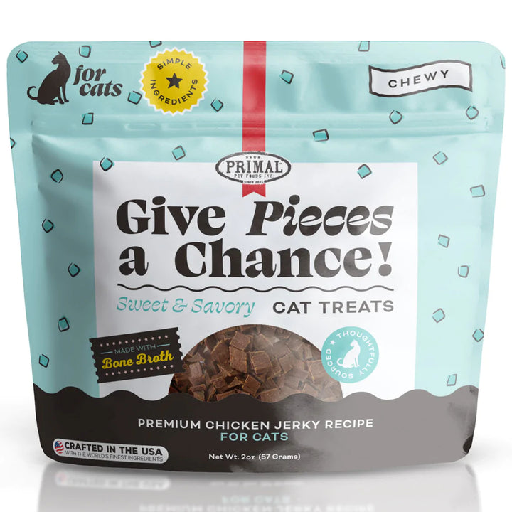 Primal Give Pieces A Chance Chicken Jerky Treats for Cats 2oz - Paw Naturals