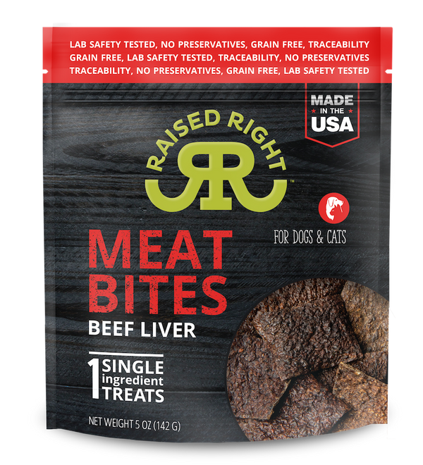 Raised Right Meat Bites Pork Dog & Cat Treat 5oz