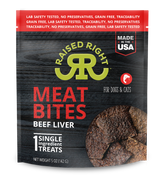 Raised Right Meat Bites Beef Liver Dog & Cat Treat 5oz
