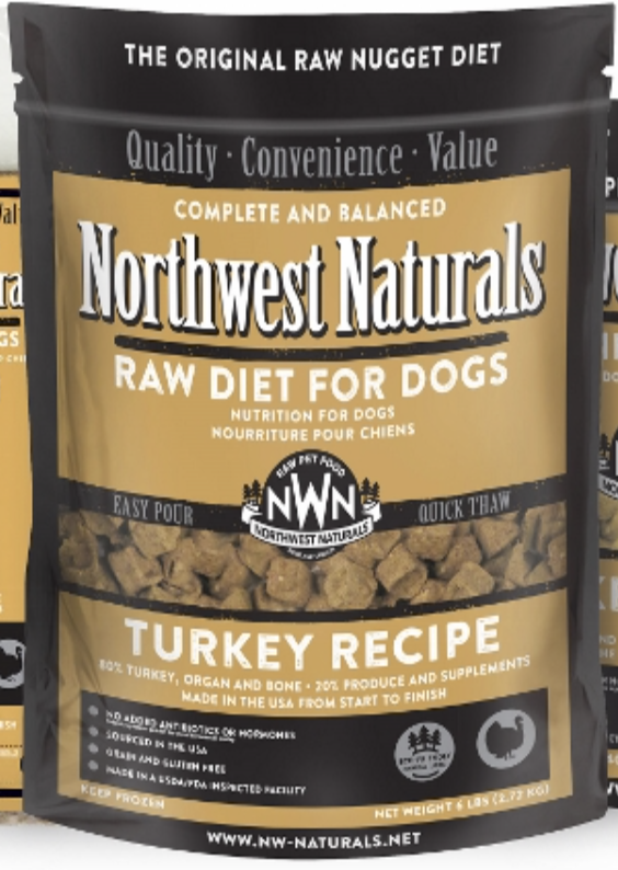 Northwest Naturals Raw Frozen Nuggets Dog Food 6LB Turkey - Paw Naturals