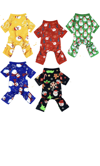 Sparky & Co Christmas Print Pajama Onesie Dogs & Cats (assorted prints) Medium - Paw Naturals