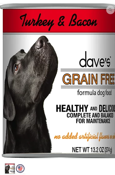 Dave's Pet Food Grain-Free Turkey Bacon 13oz Canned Dog Food