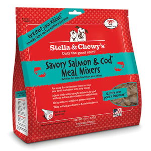 Stella & Chewy's Meal Mixer Savory Salmon & Cod Raw Freeze-Dried Dog Food 18oz - Paw Naturals