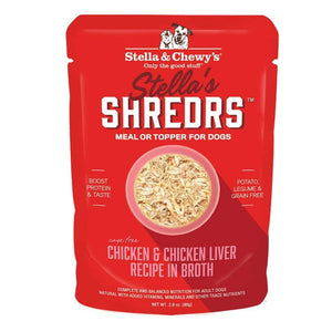 Stella & Chewy's Stella's Shredrs Wet Dog Food Pouches 2.8oz Chicken & Liver - Paw Naturals