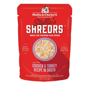 Stella & Chewy's Stella's Shredrs Wet Dog Food Pouches 2.8oz Chicken & Turkey - Paw Naturals