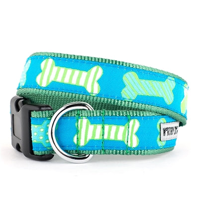 The Worthy Dog Preppy Bones Blue Collar & Lead Collection XS Dog Collar - Paw Naturals