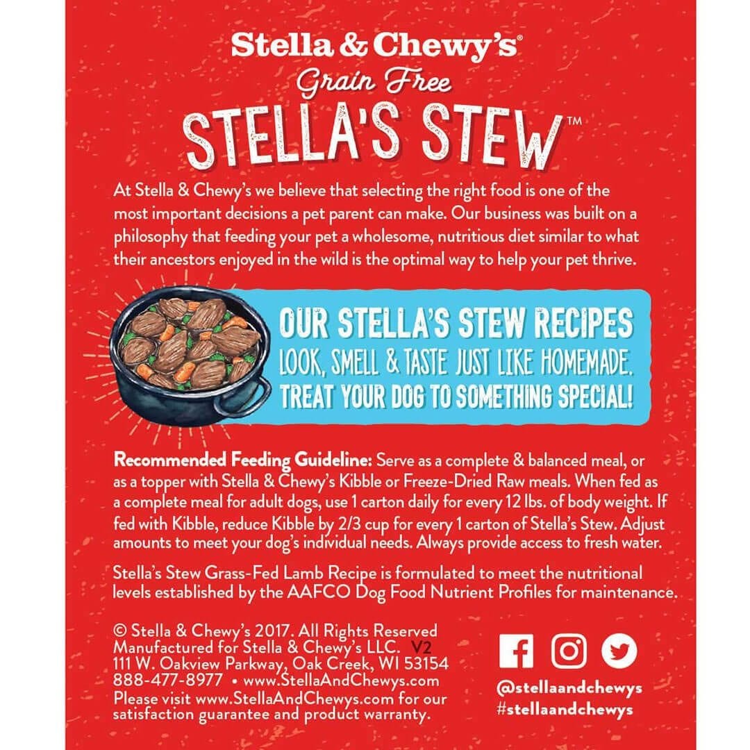 Stella & Chewy's Stews Grass Fed Lamb 11oz Canned Dog Food - Paw Naturals