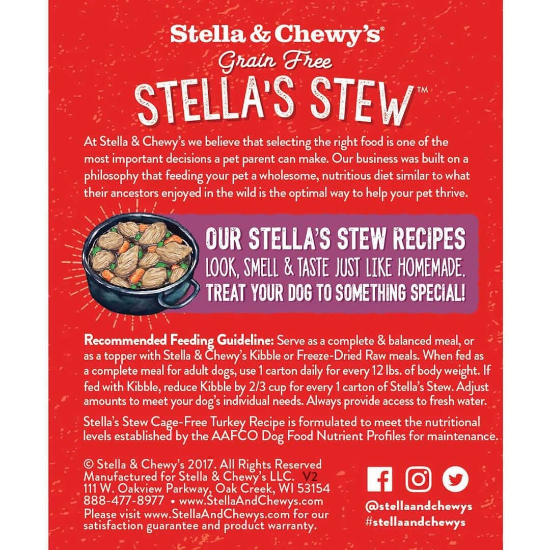Stella & Chewy's Stews Cagefree Turkey 11oz Canned Dog Food - Paw Naturals