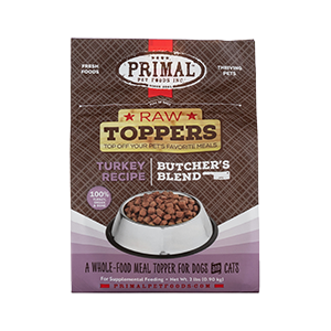 Primal Butcher's Blend Raw Frozen Toppers for Dogs & Cats 2LB Turkey - Paw Naturals