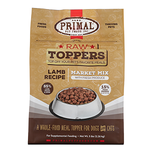 Primal Market Mix with Fresh Product Raw Frozen Toppers for Dogs & Cats 5LB Lamb - Paw Naturals
