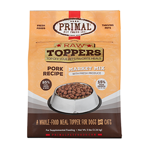 Primal Market Mix with Fresh Product Raw Frozen Toppers for Dogs & Cats 5LB Pork - Paw Naturals