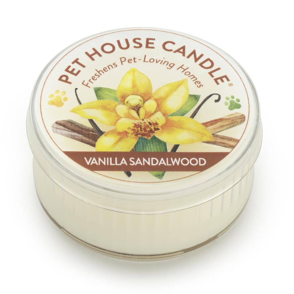 Pet House By One Fur All Mini Travel Candle 1.5 oz Vanilla Sandalwood - Paw Naturals