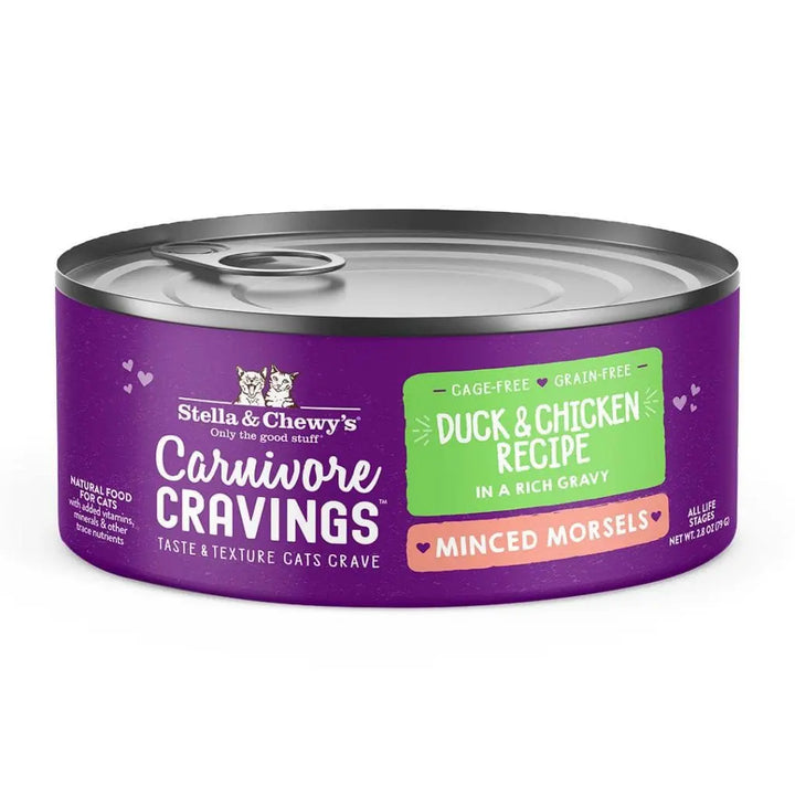 Stella & Chewy's Carnivore Cravings Minced Morsels Canned Cat Food Duck & Chicken / 2.8oz - Paw Naturals