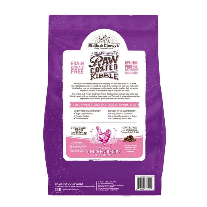 Stella & Chewy's Raw Coated Kitten Cage-Free Chicken Recipe Dry Cat Food - Paw Naturals