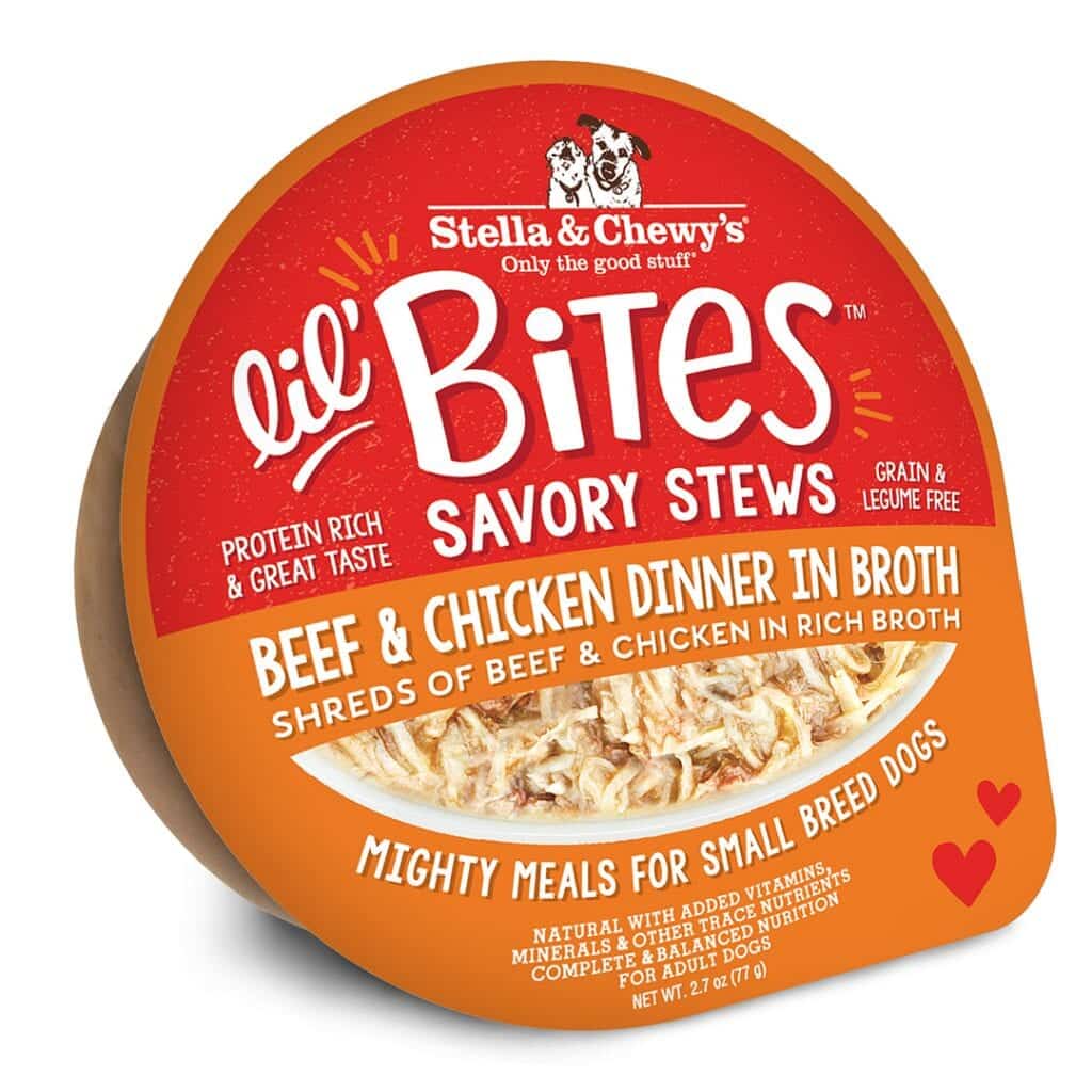Stella & Chewy's Lil’ Bites Savory Stews Wet Dog Food 2.7oz Peel Top Beef & Chicken Dinner In Broth - Paw Naturals