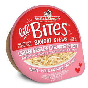 Stella & Chewy's Lil’ Bites Savory Stews Wet Dog Food 2.7oz Peel Top Chicken & Chicken Liver Dinner In Broth - Paw Naturals