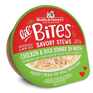 Stella & Chewy's Lil’ Bites Savory Stews Wet Dog Food 2.7oz Peel Top Chicken & Duck Dinner In Broth - Paw Naturals