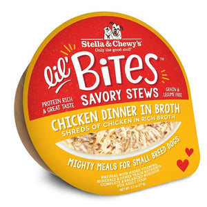 Stella & Chewy's Lil’ Bites Savory Stews Wet Dog Food 2.7oz Peel Top Chicken Dinner In Broth - Paw Naturals