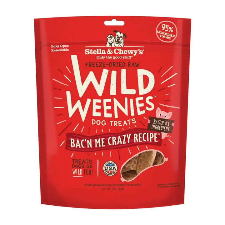 Stella & Chewy's Wild Weenies Bac'n Me Crazy Freeze-Dried Raw Dog Treats 3.25oz - Paw Naturals
