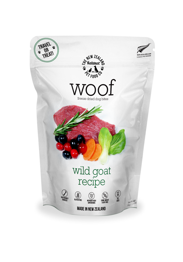 The New Zealand Natural Pet Food Co. Woof Raw Freeze-Dried Wild Goat 1.76oz