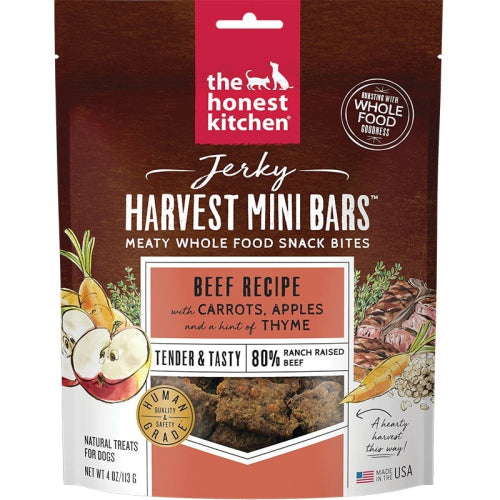 Honest Kitchen Jerky Harvest Mini Bars 4oz Dog Treats Beef - Paw Naturals