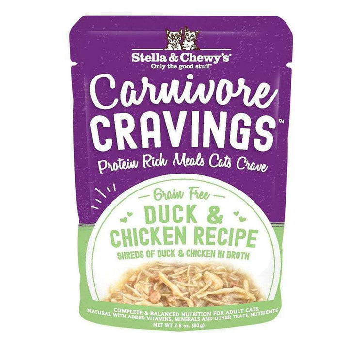 Stella & Chewy's Carnivore Cravings Shreds Wet Cat Food Pouch 2.8oz Duck - Paw Naturals