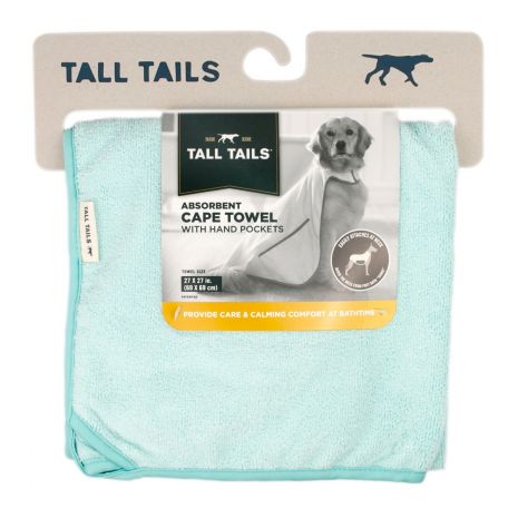 Tall Tails Cape Grooming Towel Blue for Dogs & Cats Medium 27x27 - Paw Naturals