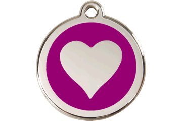 Red Dingo Enamel Pet ID Tag - 1HT - Heart Purple / Large - Paw Naturals