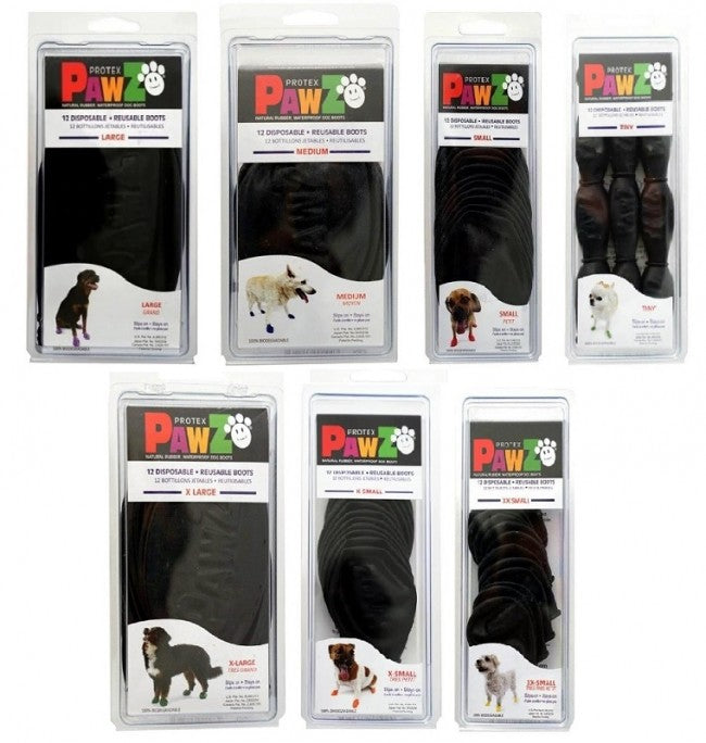 Pawz Black Rubber Dog Boots 12pk - Paw Naturals