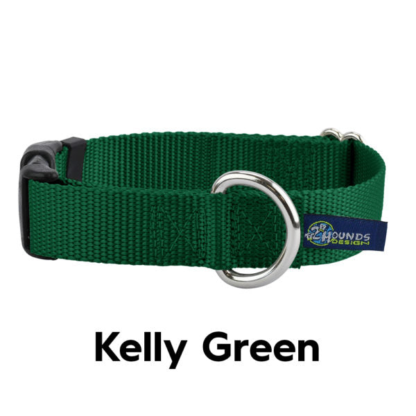 2 Hounds Design 1” Wide Solid Colored Side Release Collars Medium (13-18") / Kelly Green - Paw Naturals