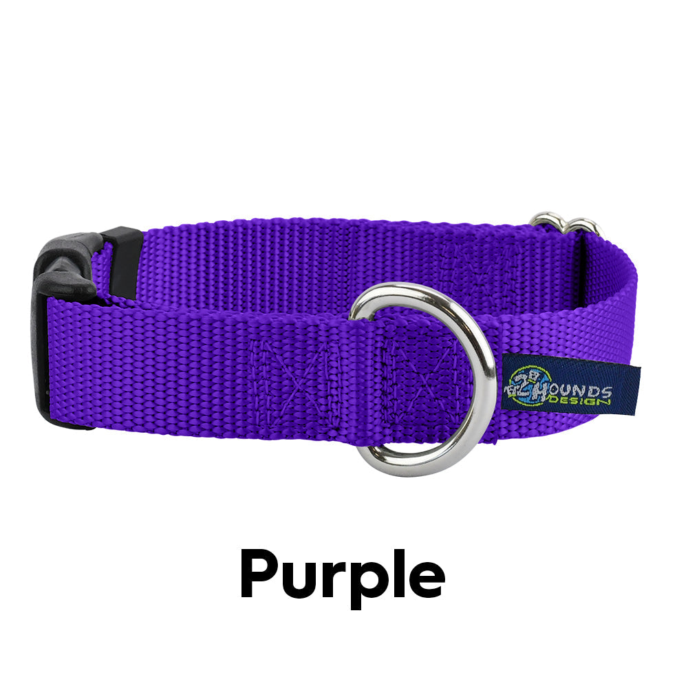 2 Hounds Design 5/8” Wide Solid Colored Side Release Collars Medium (13-18") / Purple - Paw Naturals